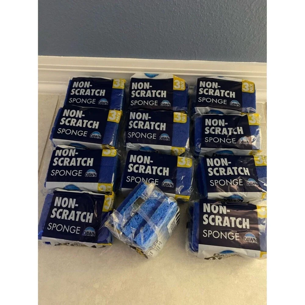 12 brand new Dawn Non-Scratch Blue Kitchen Sponges - Multipack